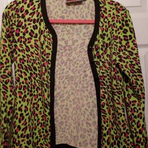 Green/pink leopard cardigan